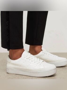 AllSaints Trish Leather Platform Sneakers In A Chalk White Size US 8 EU 38